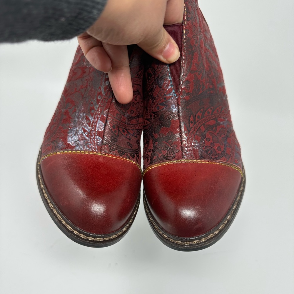 L'Artiste by Spring Step Women's So Cute Red Suede Ankle Boots New - Picture 8 of 14